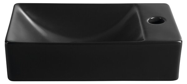Sapho Sapho, chiuveta MIC din ceramica 38x22cm, orificiu pentru robinet in dreapta, negru mat, MGT3822B