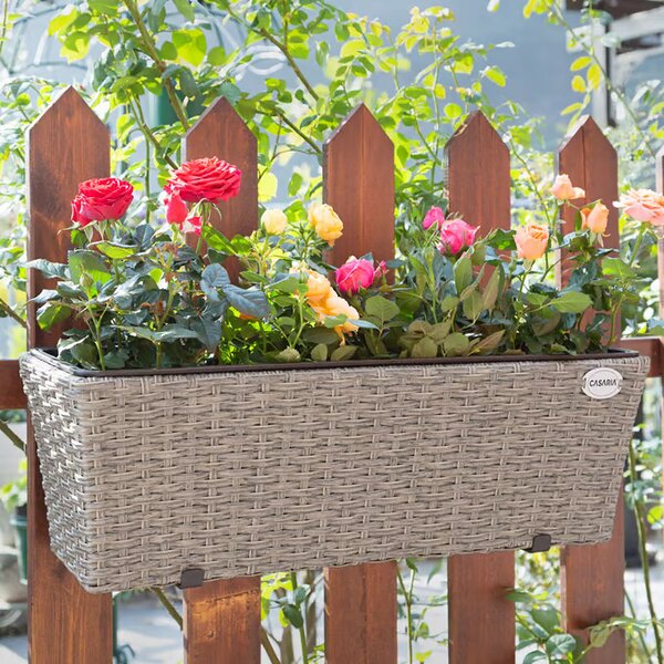 Deuba Set 2 bucăți jardiniere din ratan - crem