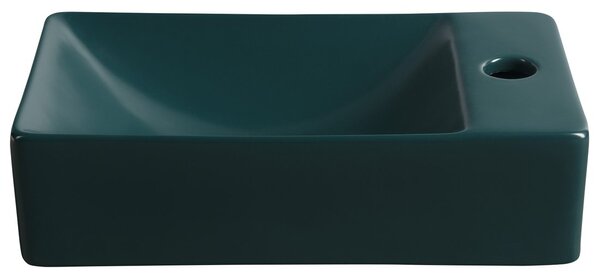 Sapho Sapho, chiuveta ceramica MIC 38x22cm, gaura pentru robinet in dreapta, verde inchis, MGT38220