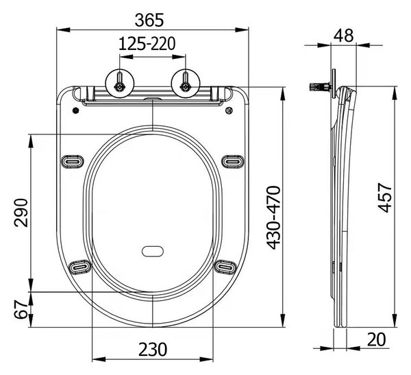 Sapho Sapho, scaun de toaletă PACO, SLIM, Soft Close, Easy Take, covoraș gri, PCS1012GR