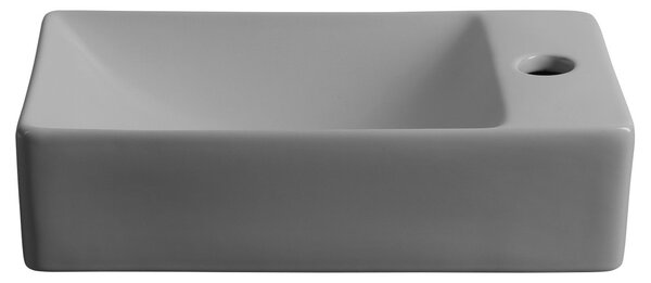 Sapho Sapho, Chiuvetă ceramică MICĂ 38x22cm, orificiu pentru robinet în dreapta, gri, MGT3822GR