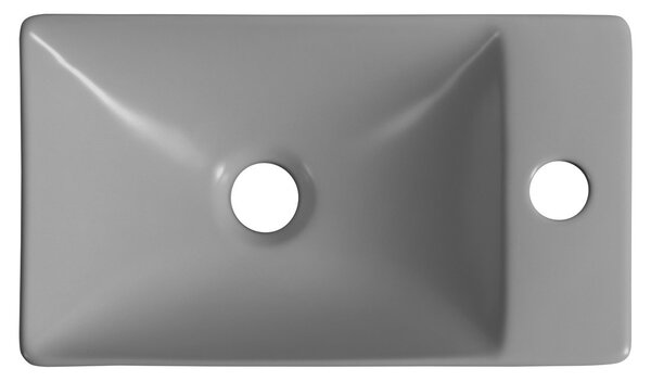 Sapho Sapho, Chiuvetă ceramică MICĂ 38x22cm, orificiu pentru robinet în dreapta, gri, MGT3822GR