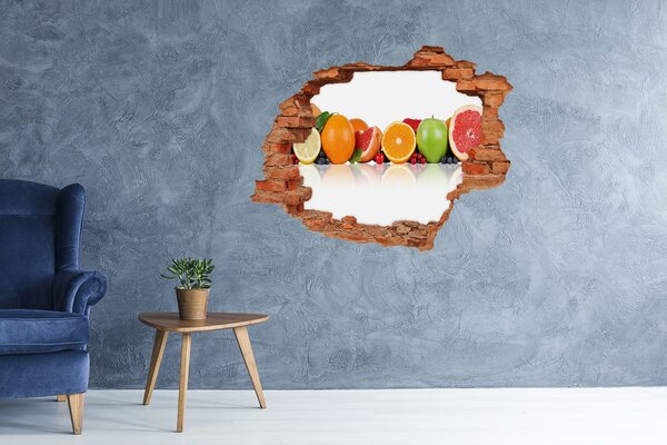 Autocolant gaură 3D Paradisul fructelor din spatele zidului