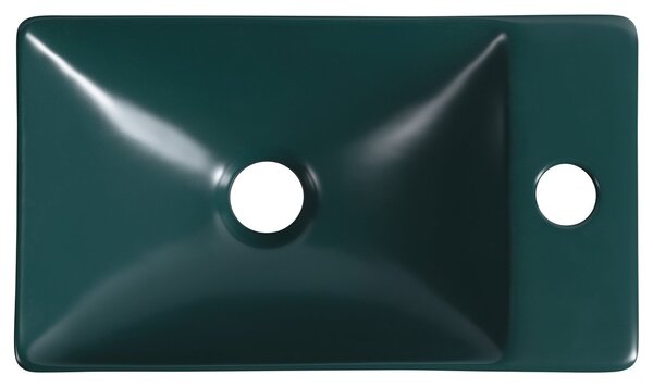 Sapho Sapho, chiuveta ceramica MIC 38x22cm, gaura pentru robinet in dreapta, verde inchis, MGT38220