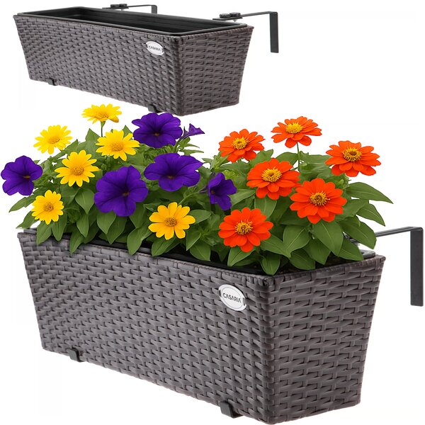 Deuba Set 2 bucăți jardiniere din ratan - maro