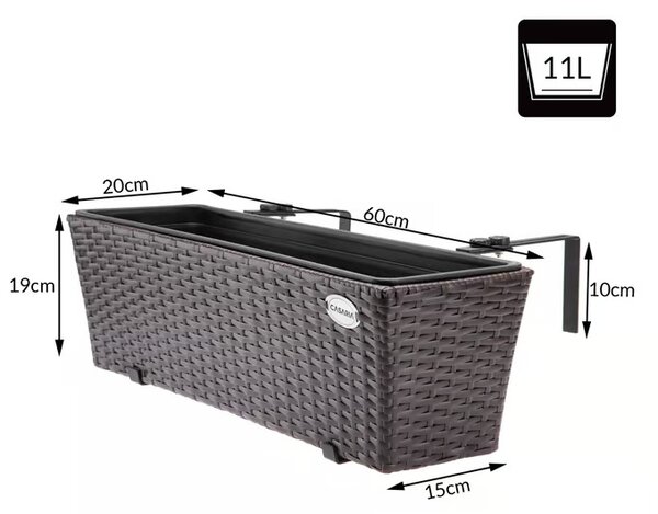 Deuba Set 2 bucăți jardiniere din ratan - maro