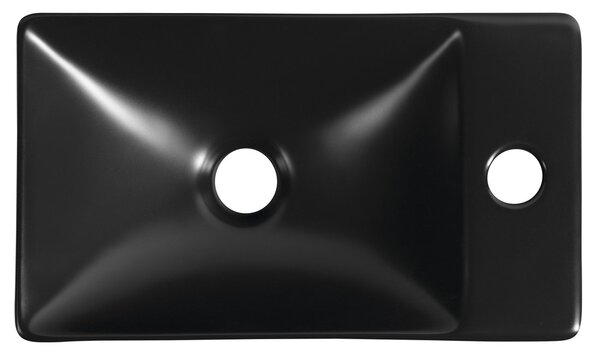 Sapho Sapho, chiuveta MIC din ceramica 38x22cm, orificiu pentru robinet in dreapta, negru mat, MGT3822B