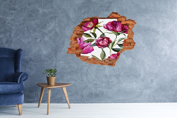 Autocolant 3D gaura cu priveliște Mural floral cu gaură în perete