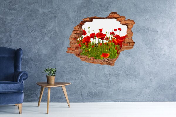 Fototapet un zid spart cu priveliște Un paradis floral printre maci