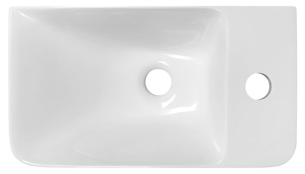 Sapho Sapho, chiuveta ZORBA 40x22cm, marmura turnata, robinet in dreapta, alb, ZB402