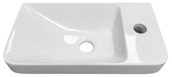 Sapho Sapho, chiuveta ZORBA 40x22cm, marmura turnata, robinet in dreapta, alb, ZB402