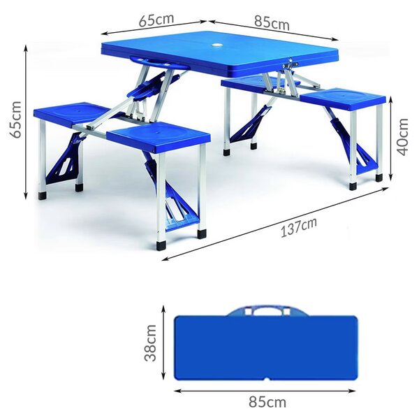 Deuba Set de camping pliabil 137x85x65cm - albastru