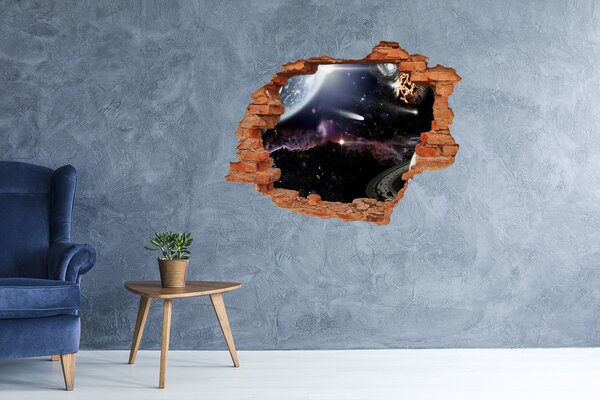 Autocolant 3D gaura cu priveliște Spațiul cosmic de dincolo de gaură