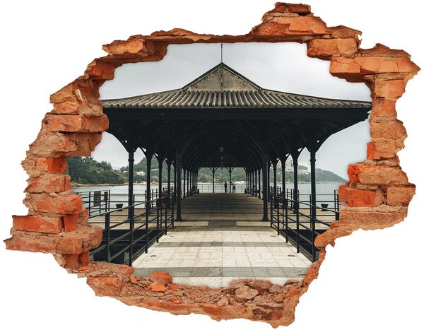 Autocolant gaură 3D Vedere a digului peste apă
