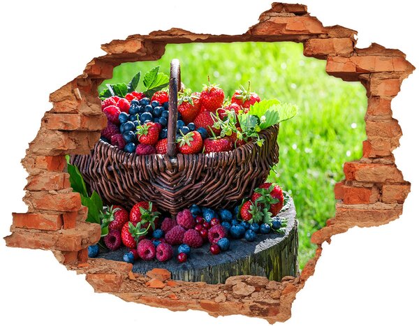 Autocolant de perete gaură 3D coș cu fructe de pădure