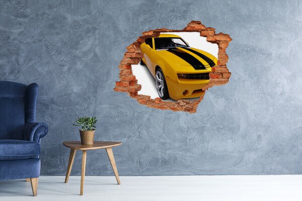 Autocolant de perete gaură 3D Mașină sport de aur