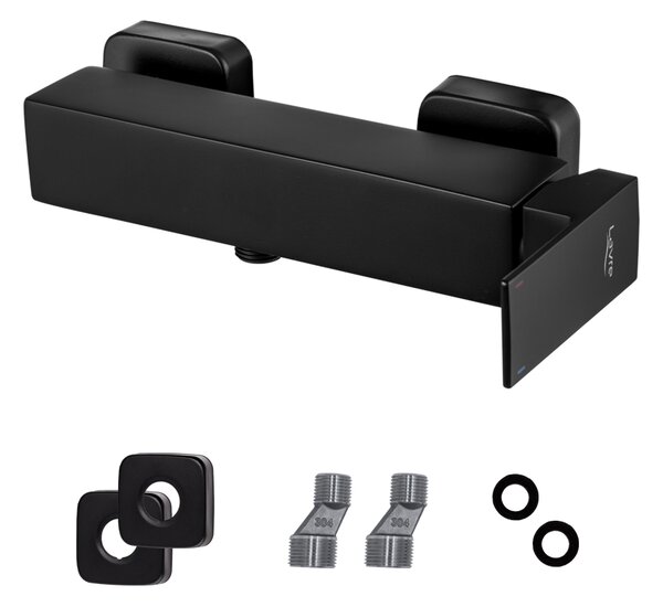 Gamma Cube, baterie de duș de perete fără accesorii, negru mat, GMA-BCEN-BK