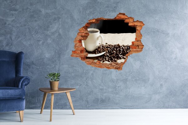 Fototapet un zid spart cu priveliște Cafea în inima zidului