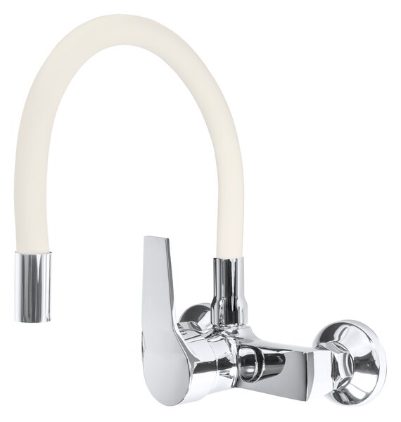 Gamma Flex, baterie pentru chiuvetă de perete cu braț elastic, bej-crom, GMA-BFXS-B