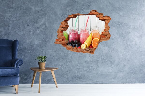Autocolant un zid spart cu priveliște Smoothie-uri cu fructe la o gaură în perete