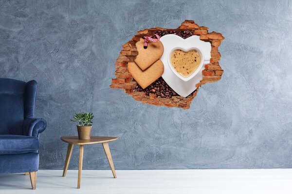 Autocolant 3D gaura cu priveliște Cafea cu fursecuri