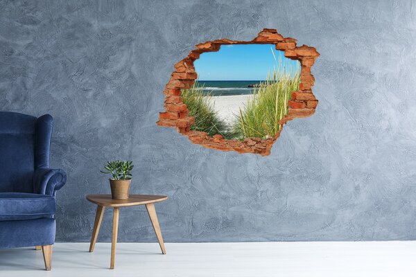 Autocolant gaură 3D O plajă fermecătoare cu vedere la mare