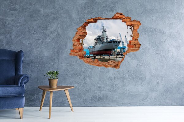 Fototapet 3D gaură în perete O navă în șantierul naval