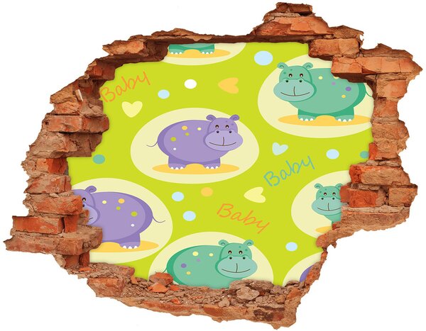 Autocolant un zid spart cu priveliște hipopotamii