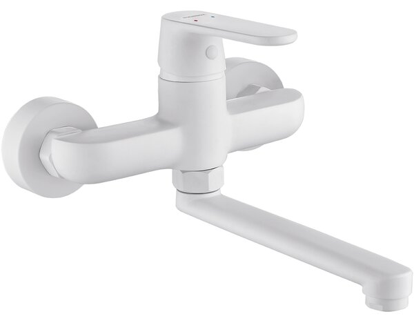 Kuchinox Dima, baterie de perete pentru chiuvetă/lavoar, alb mat, LAV-BQD_650D