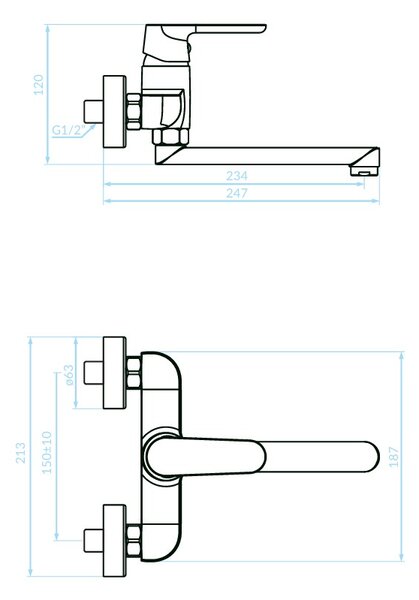 Kuchinox Dima, baterie de perete pentru chiuvetă/lavoar, alb mat, LAV-BQD_650D