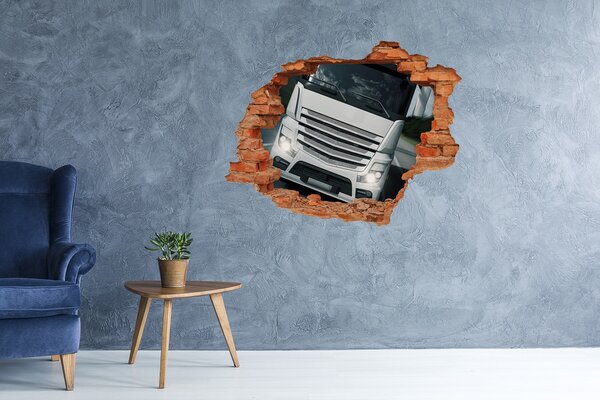 Fototapet 3D gaură în perete zid distrus de un camion