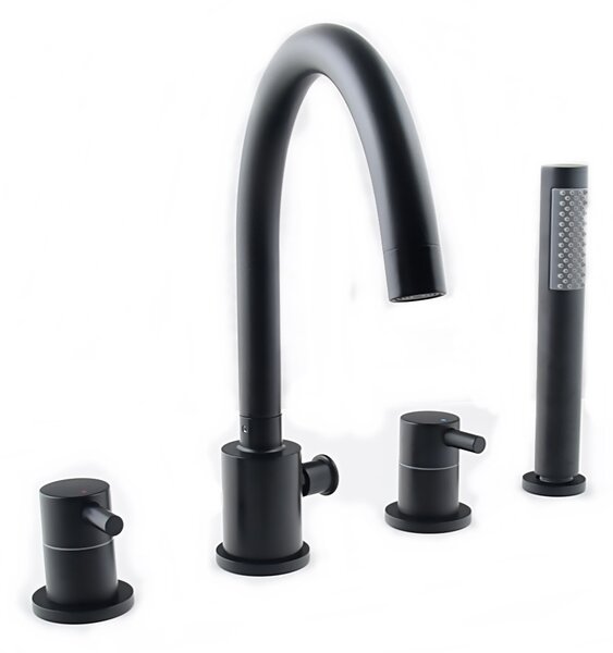 Gamma Roy, baterie de baie cu 4 orificii, negru mat, GMA-BRYW4O-BK