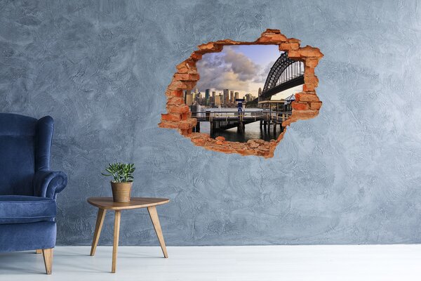 Autocolant de perete gaură 3D Vedere a orașului Sydney