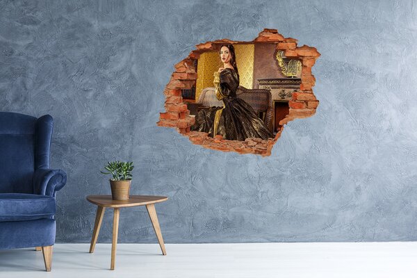 Fototapet un zid spart cu priveliște O femeie într-o rochie elegantă într-un interior stilat