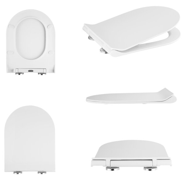 Gamma D8, scaun toaletă 470x365 mm, polipropilenă, SoftClose, EasyClean, alb lucios, GMA-D8