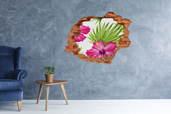 Fototapet un zid spart cu priveliște Paradis tropical cu hibiscus