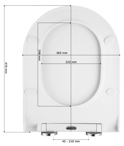 Gamma D8, scaun toaletă 470x365 mm, polipropilenă, SoftClose, EasyClean, alb lucios, GMA-D8