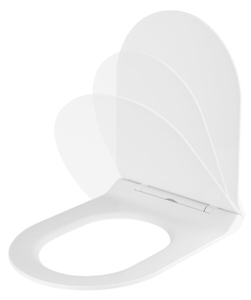 Gamma D8, scaun toaletă 470x365 mm, polipropilenă, SoftClose, EasyClean, alb lucios, GMA-D8