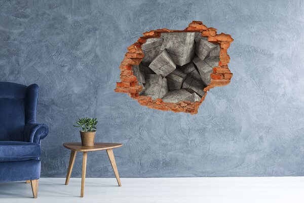 Autocolant de perete gaură 3D Un perete deteriorat cu vedere la un spațiu de beton