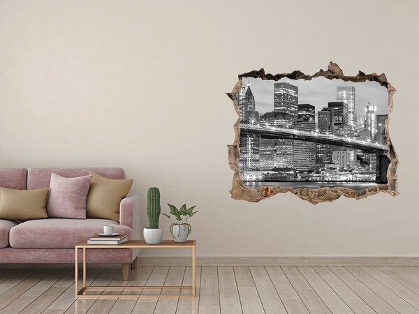 Fototapet 3D gaură în perete Podul Brooklyn din New York