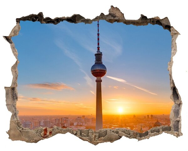 Autocolant un zid spart cu priveliște Apus de soare peste Berlin