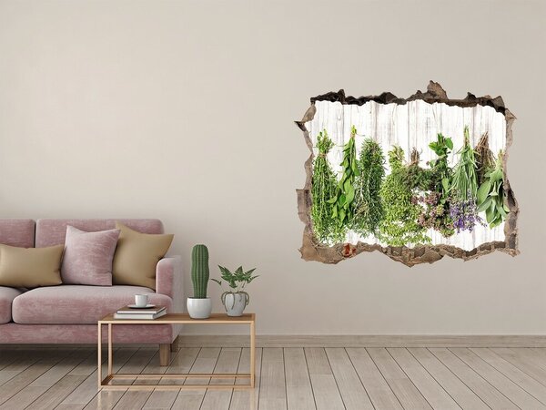 Fototapet 3D gaură în perete Grădina de plante aromatice în ruine