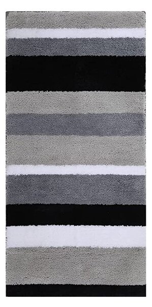 Covor de baie Homaxy, microfibra, gri/alb/negru, 40 x 120 cm