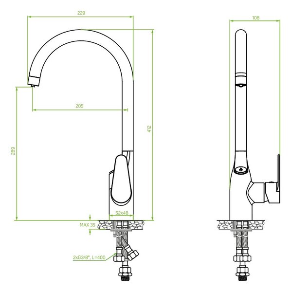 Laveo Claro, baterie pentru chiuveta inalta cu filtru de apa potabila, crom, LAV-BAKB098D