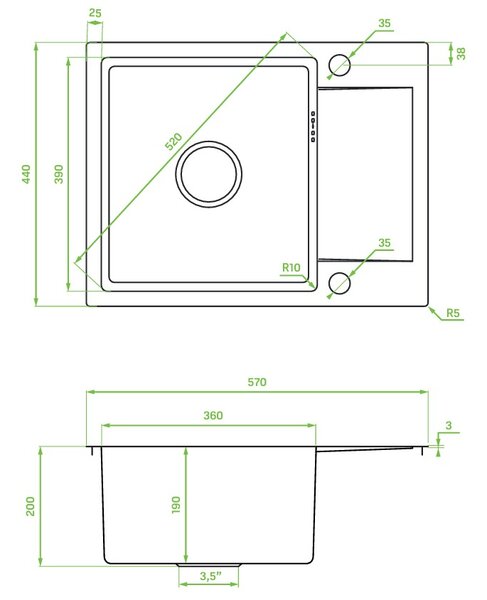 Laveo Marmara, chiuvetă din oțel inoxidabil cu 1 vas 570x440x200 mm, cupru mat, LAV-SAM_813T