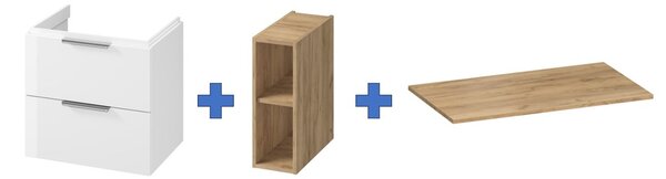 Cersanit Malika, mobilier lavoar suspendat 594x450x551 mm, stejar, S598-045-DSM