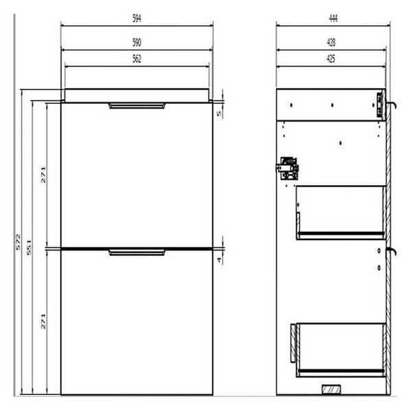 Cersanit Malika, mobilier lavoar suspendat 594x450x551 mm, stejar, S598-045-DSM