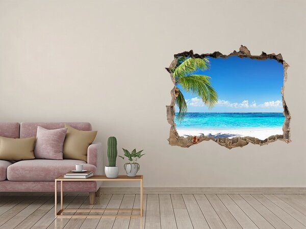 Fototapet un zid spart cu priveliște Plajă tropicală cu palmieri