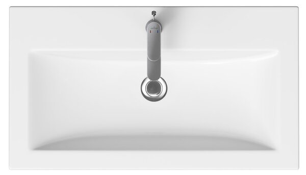 Cersanit Tirso, mobilier lavoar suspendat 994x447x572 mm + lavoar ceramic, negru mat, S801-588