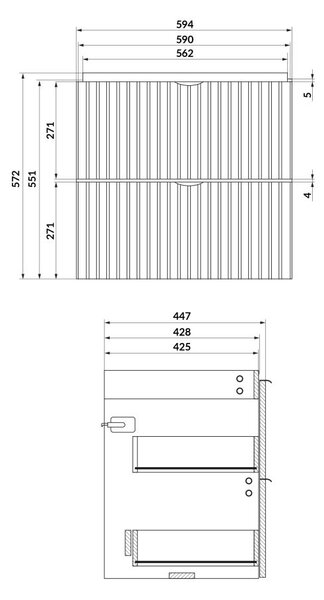 Cersanit Tirso, mobilier lavoar suspendat 594x447x572 mm, verde mat, S1015-015